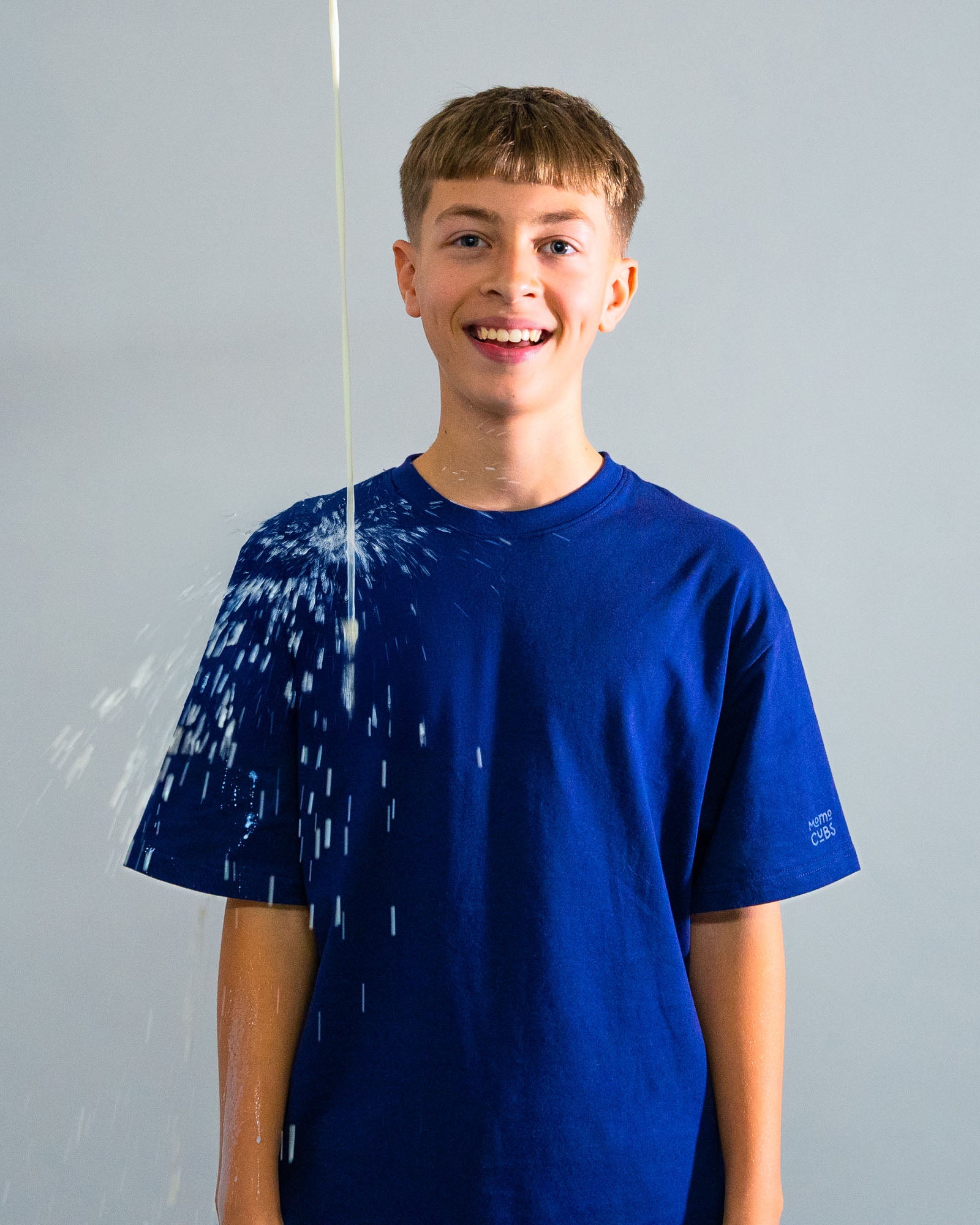 Navy Blue - Liquid Stain Repellent Kids Short Sleeve Crew Neck T-Shirt