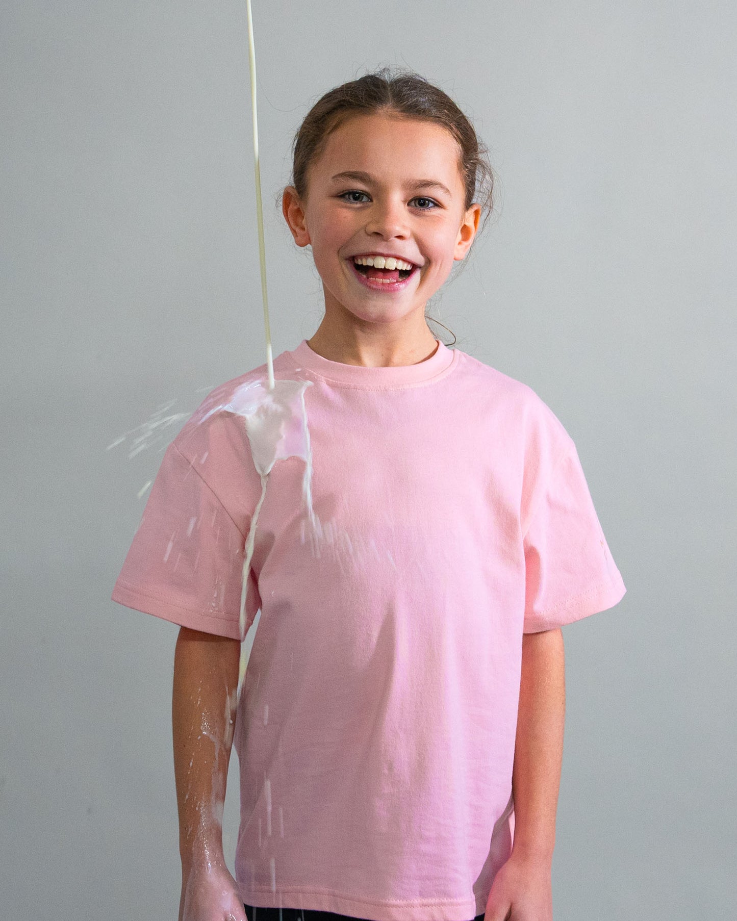Pink - Liquid Stain Repellent Kids Short Sleeve Crew Neck T-Shirt