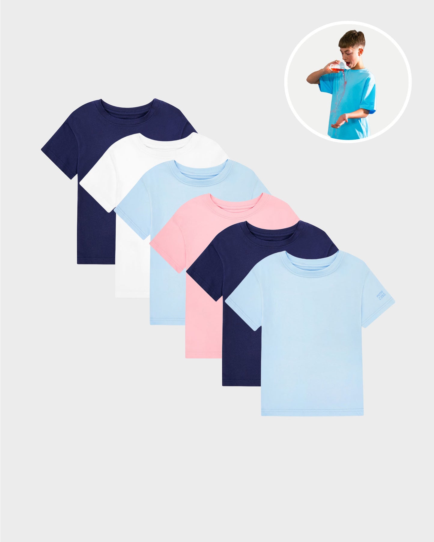 Liquid Stain Repellent Kids Short Sleeve Crew Neck T-Shirt - 6+ PACK